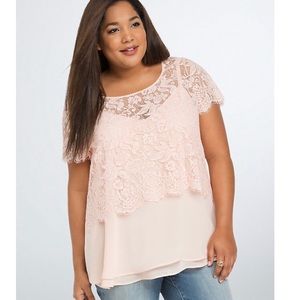 Torrid Pink Lace Midi Top 1X